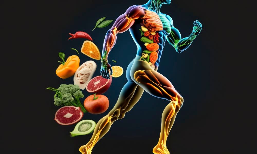 Fresh food in human body , Nutrition for human , Generative Ai
